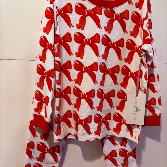 Cecil and Lou Red Bow Kids Pajama Set - Picture 1 of 5